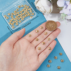 80個の合金ビーズ  長持ちメッキ  双円錐形  18KGP本金メッキ  6.5x3.5mm  穴：1.5mm&nbsp;FIND-BBC0003-06