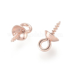 304ステンレススチールスクリューアイピンペグベイル  片穴パーツ用  ローズゴールド  10x5mm  穴：2mm  ピン：1mm&nbsp;STAS-H410-18RG-C