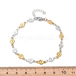 304ステンレススチールチェーンブレスレット  女性用リンクチェーン  花  イオンプレーティング（ip）  ゴールデン·ステンレス鋼色  7.28インチ（18.5cm）&nbsp;BJEW-P376-04A