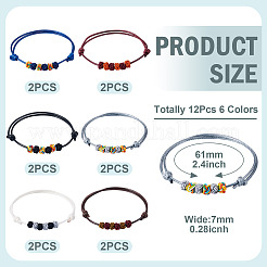 ポリエステルコード編みブレスレット レディース 12色 6個  花  ミックスカラー  内径：2-3/8インチ（6.1cm）  2個/カラー&nbsp;BJEW-TA0001-23