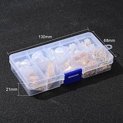 DIYジュエリーセット製作キット  ナゲット＆フラットラウンド＆ハート＆フラワーABSプラスチックイミテーションパールビーズを含む  合金の留め金  鉄の留め金＆ピン＆ピアスフック＆チェーン  ホワイト  ビーズ：46個/箱&nbsp;DIY-YW0003-56