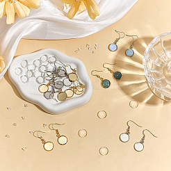 DIYイヤリング作成キット  304ステンレススチール製ダングルイヤリング金具20個入り  プラスチック製のピアスキャッチ20個とガラス製のカボション20個付き  ゴールデン·ステンレス鋼色  36.5mm  内径：12mm  ピン：0.7mm  10個/カラー&nbsp;STAS-SP0001-97A