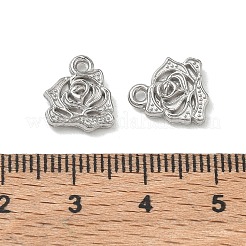 304ステンレススチールチャーム  バラのチャーム  ステンレス鋼色  12x10x2.5mm  穴：1.5mm&nbsp;SA-CBAE5AC-20P