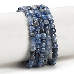 天然石カヤナイトビーズ連売り  多面カット  キューブ  4~5x4~5x4~5mm  穴：1mm  約95~96個/連  15.16''（38.5センチメートル）&nbsp;G-A316-A01-01