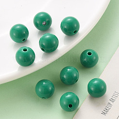 不透明なアクリルビーズ  ラウンド  グリーン  12x11mm  穴：1.8mm  約566個/500g&nbsp;MACR-S370-C12mm-24