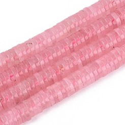天然石ローズクォーツビーズ連売り  ディスク  ヒシビーズ  6x1~2mm  穴：0.9mm  約233~248個/連  15.16~15.55''（38.5~39.5センチメートル）&nbsp;G-T142-6mm-14