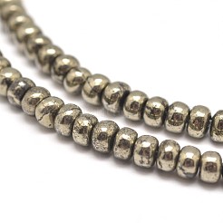 Rondelle Natural Pyrite Beads Strands&nbsp;G-I126-12-6x4mm