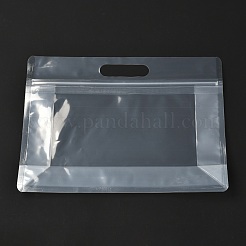 透明なプラスチック製ジッパー付き袋  プラスチック製のスタンドアップポーチ  再封可能なバッグ  ハンドル付き  透明  21.3x28x0.08cm&nbsp;OPP-L003-02C