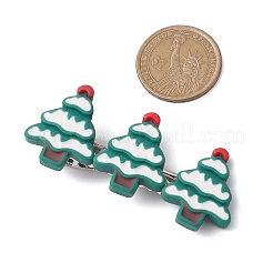 クリスマステーマの樹脂製ワニ口ヘアクリップ  鉄片入り  女の子のための  クリスマスツリー  28x66x15mm&nbsp;PHAR-JH00113