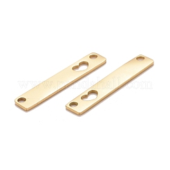 ステンレスペンダント201個  レーザー切断  手動研磨  ハートを付きの矩形  ゴールドカラー  5x25x1mm  穴：1.6mm&nbsp;X-STAS-D451-30G