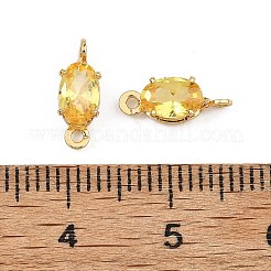 SHEGRACE Brass Pave Cubic Zirconia Oval Connector Charms&nbsp;XGRQ2O646-437C-G