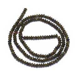 天然石ゴールデンシーンオブシディアンビーズ連売り  双円錐形  多面カット  3x2mm  穴：0.5mm  約190~200個/連  15.35インチ（39cm）&nbsp;G-E530-15G