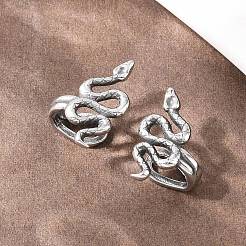 スネーク316ステンレススチール製ノンピアス軟骨ピアス  クリップオン鼻リング  アンティークシルバー  15.5x11.5x7mm&nbsp;AJEW-C044-08A-AS