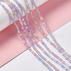電気メッキガラスビーズセット  ABカラーメッキ  多面カット  そろばん  ライラック  3x2.5mm  穴：0.7mm  約180~185個/連  16.53~17.32インチ（42~44cm）&nbsp;EGLA-S192-001A-B11
