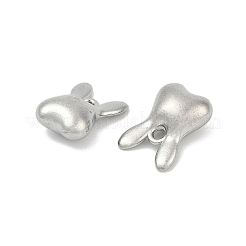 304ステンレススチールチャーム  ウサギのチャーム  変色防止  ステンレス鋼色  10.5x7x4.5mm  穴：1.2mm&nbsp;STAS-E500-06P