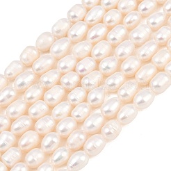 天然養殖淡水パールビーズ連売り  ライス  グレード3 A  ベージュ  6~7mm  穴：0.6mm  約36~42個/連  13.74''（34.9cm）〜14.13''（35.9cm）&nbsp;PEAR-D003-01D-06