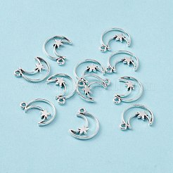 合金のチベット風チャーム  スターとムーン  アンティークシルバー  19x15x2mm  穴：1.6mm&nbsp;PALLOY-P283-04AS