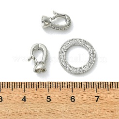 シェグレース 真鍮製マイクロパヴェ クリアキュービックジルコニア フォールドオーバークラスプ  リング  カドミウムフリーと鉛フリー＆ニッケルフリー  プラチナ  30x15.5x8mm&nbsp;XGRQ6B589-887P