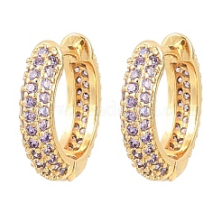 Brass Cubic Zirconia Hoop Earrings&nbsp;EJEW-A156-05G