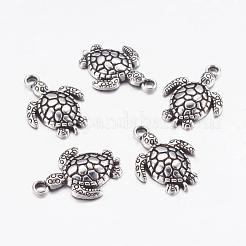 合金ペンダント  カドミウムフリー＆ニッケルフリー＆鉛フリー  カメ  アンティークシルバー色  サイズ：約23mm長  16 mm幅  厚さ2mm  穴：2mm&nbsp;X-PALLOY-A9695-AS-NF
