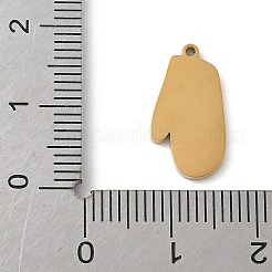 クリスマステーマ 304ステンレススチールエナメルペンダント  18KGP本金メッキ  手袋  16.5x9x1.5mm  穴：1.1mm&nbsp;STAS-K312-04K-G