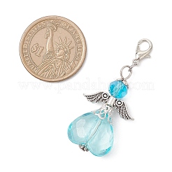 5Pcs Heart Angel Glass & Acrylic Pendant Decorations&nbsp;HJEW-JM03755