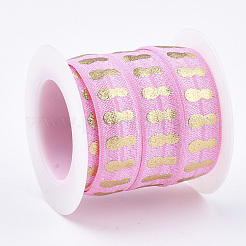 フラットゴムひも  パイナップルの模様  濃いピンク  15~16x1mm  約3.28ヤード（3m）/ロール&nbsp;EC-T001-03C