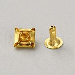 真鍮リベット  セミチューブラーリベット  衝突リベット  ピラミッド  ゴールドカラー  6x6x4mm  穴：1.8mm&nbsp;KK-WH0103-009G-01