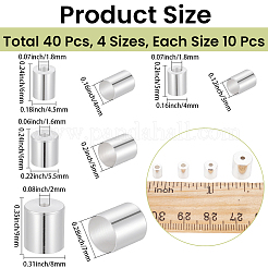 真鍮製コードエンドパーツ  エンドキャップ  長持ちメッキ  コラム  銀  5~9x4~8mm  穴：1.5~1.8 MMM  内径：3~7mm  10個/スタイル&nbsp;KK-CN0003-47S