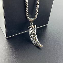 パンクスタイルのレトロな304ステンレススチールの狼の歯の形ペンダントファッションネックレス男性用  ステンレス鋼色&nbsp;DX2037