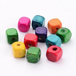 Mixed Lead Free Cube Natural Wood Beads&nbsp;X-YTB027