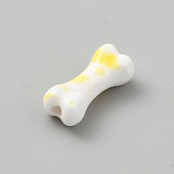 手作りの陶器ビーズ  骨  シャンパンイエロー  9x20x7mm  穴：2mm&nbsp;PORC-CJC0001-02M