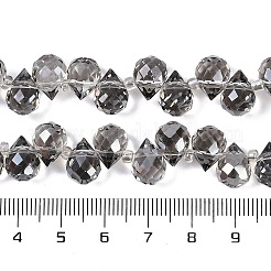 電気メッキガラスビーズセット  ティアドロップ  グレー  10~11x8mm  穴：1mm  約93個/連  62cm&nbsp;EGLA-D030-17W