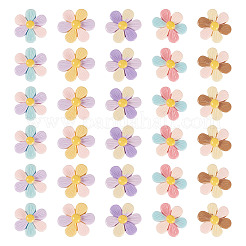 50個5色不透明樹脂カボション  花  ミックスカラー  27x25x7.5mm  10個/カラー&nbsp;RESI-TA0004-93