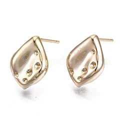 真鍮製スタッドピアスパーツ  ラインストーンのセッティングで  ニッケルフリー  菱形  18KGP本金メッキ  14x10mm  ピン：0.8mm  0.8~1.2mmのラインストーンに適する&nbsp;KK-T056-19G-NF