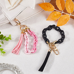 2Pcs 2 Styles Acrylic & Zine Alloy & PU Pendant Decoration&nbsp;KEYC-CN0001-07B