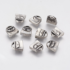イオンプレーティング（IP）304ステンレスペンダント  バッグのチャーム  アンティークシルバー  9x9x3.5mm  穴：1x3mm&nbsp;STAS-J022-013AS