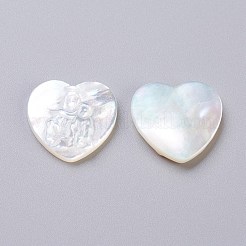パールシェルカボションのナチュラルホワイトシェルマザー  聖母マリアとハート  14.5x14.7x2mm&nbsp;SSHEL-L017-013