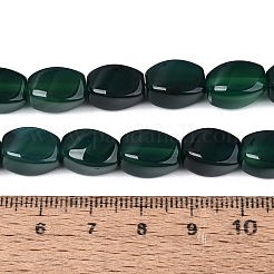 天然石瑪瑙ビーズ連売り  ツイスト  染め  濃い緑  11~12.5x7~9x7~9mm  穴：0.7~1.2mm  約32~33個/連  14.57~16.14インチ（37~41cm）&nbsp;G-Q604-02A-06