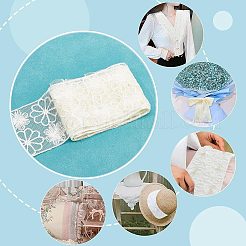 5ヤード刺繍花ポリエステルメッシュレースリボン  衣類用アクセサリー  フラット  ベージュ  2-3/4インチ（71mm）&nbsp;OCOR-GF0002-51