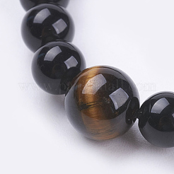 Natural Obsidian & Tiger Eye Wrap Bracelets&nbsp;BJEW-P188-09