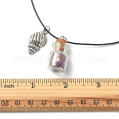 Glass Bottle & Alloy Shell Pendant Necklace&nbsp;NJEW-FZ00016