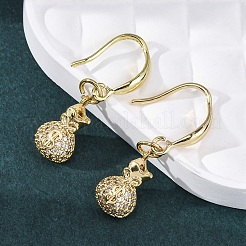 Brass Micro Pave Clear Cubic Zirconia Dangle Earrings&nbsp;EJEW-F362-14G