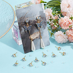 12 Pairs Brass Cubic Zirconia Stud Earring Findings&nbsp;KK-UN0001-81