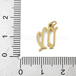 316lサージカルステンレスペンダント  星座チャーム  丸カン付き  ゴールドカラー  乙女座  14.5x10.5x1.5mm  穴：2.5mm&nbsp;STAS-U058-01G-06