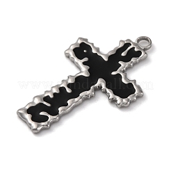 304 Stainless Steel Black Enamel Pendants&nbsp;STAS-U018-02P