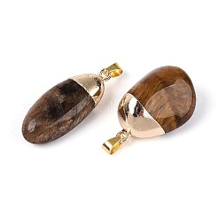 Natural Tiger Eye Pendants&nbsp;G-N360-05G-07