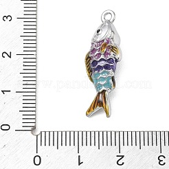 304ステンレススチールエナメルペンダント  魚のチャーム  ステンレス鋼色  カラフル  28x9.5x7.5mm  穴：1.6mm&nbsp;STAS-I369-02P-01