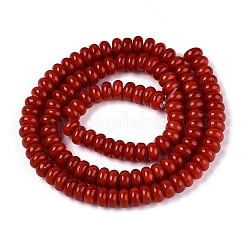 プリントガラスビーズ焼付塗装ガラスビーズ連売り  ロンデル  ファイヤーブリック  6x3mm  穴：1mm  約118~121個/連  14.96~15.31''（38~38.9センチメートル）&nbsp;GLAA-T025-6mm-08D