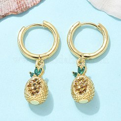 真鍮製キュービックジルコニアフープピアス  鉛フリー＆カドミウムフリー  18KGP本金メッキ  混合図形  26.5~30x7.5~10mm&nbsp;EJEW-Q015-02G